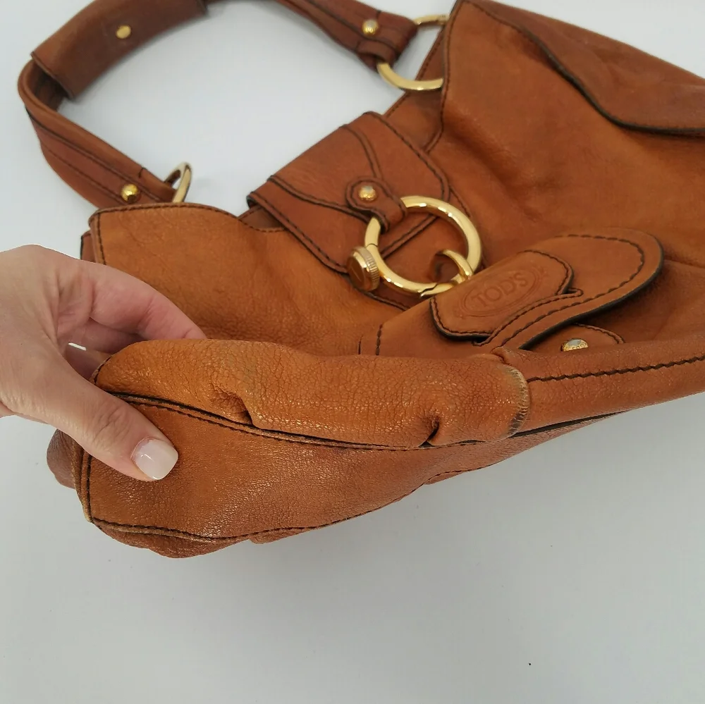 Tod's Peggy Hobo Shoulder Bag Brown Soft Leather